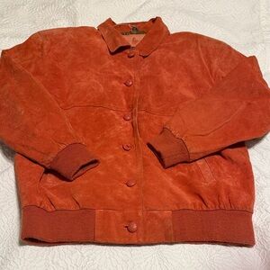 Hunt Club Rust Orange Suede Bomber Jacket